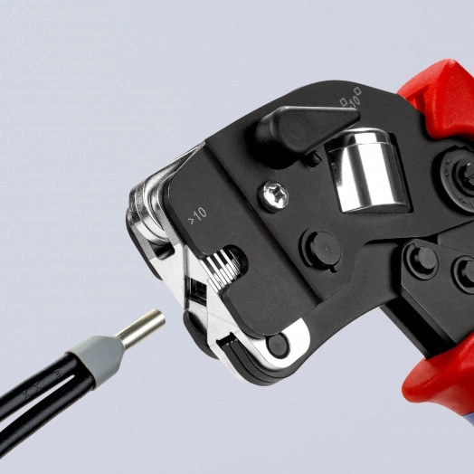 Пресс-клещи для контактных гильз квадратный обжим 1 гнездо гильзы контактные 008-10+16мм (AWG 28-5) двойные концевые гильзы до 2х6мм (2хAWG 8) L=190мм черные двухкомпонентные рукоятки