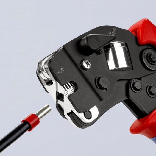 Пресс-клещи для контактных гильз квадратный обжим 1 гнездо гильзы контактные 008-10+16мм (AWG 28-5) двойные концевые гильзы до 2х6мм (2хAWG 8) L=190мм черные двухкомпонентные рукоятки