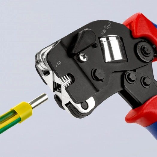 Пресс-клещи для контактных гильз квадратный обжим 1 гнездо гильзы контактные 008-10+16мм (AWG 28-5) двойные концевые гильзы до 2х6мм (2хAWG 8) L=190мм черные двухкомпонентные рукоятки