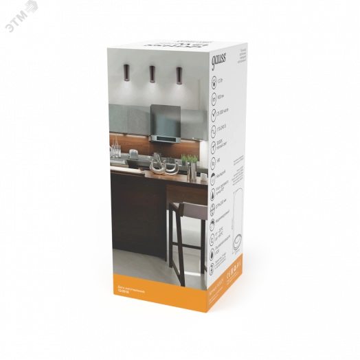 Светильник светодиодный накладной ДПО 12 Вт 900 Лм 3000К цилиндр черный IP20 LED 79х200 мм 170-240 В Overhead Gauss