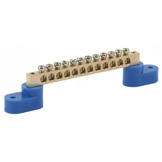 Шина N  ноль  на двух угловых изол ШНИ-6х9-4-У2-Синий