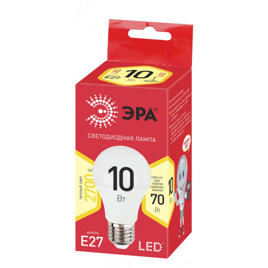 Лампа светодиодная LED A60-10W-827-E27,груша,10Вт,тепл,E27