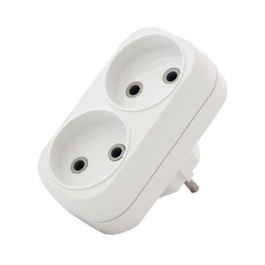 Разветвитель 2 гнезда без заземл. плоский 6А UNIVersal А202