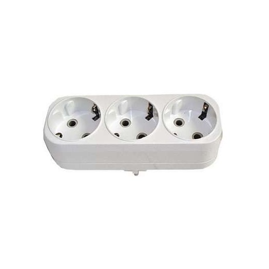 Разветвитель 3 гнезда с заземл. плоский 16А UNIVersal А303