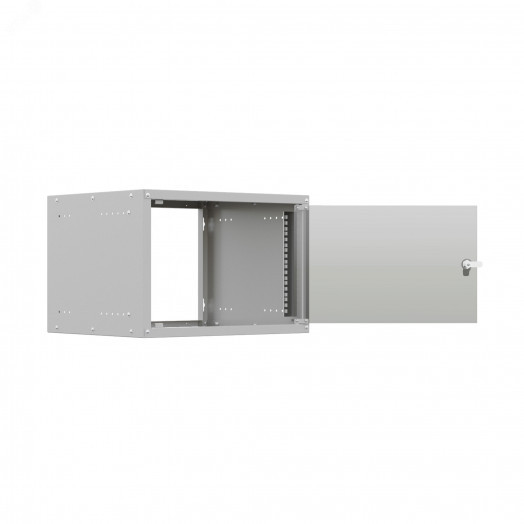 Шкаф настенный телекоммуникационный NTSS LIME 6U 550х450х370мм, 2 профиля 19, дверь стеклянная, боковые стенки несъемные, разобранный, серый RAL 7035