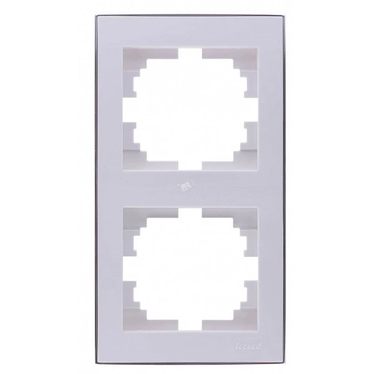 RAIN Рамка 2 поста вертикальная белая с боковой вставкой хром