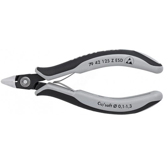 Прецизионные кусачки боковые для электроники антистатические ESD вороненые 125 mm KN-7942125ZESD