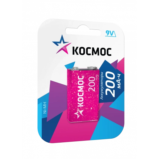 Аккумулятор 200мАч 6F22 NiMh 1Bl Космос