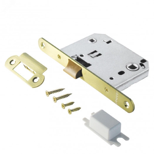 Защелка врезная универсальная без ручек для деревянных межкомнатных дверей, АЛЛЮР АРТ L7050PR SB золото матовое