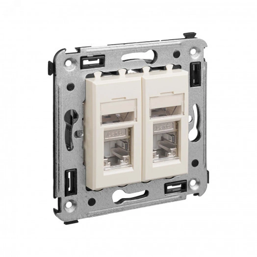 Avanti Розетка RJ-45 в стену, кат.6 двойная экранированная, ''Ванильная дымка''