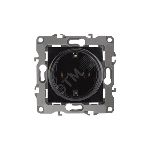 Розетка 2P+E Schuko, 16A-250В, Эра12, чёрный, 12-2101-06