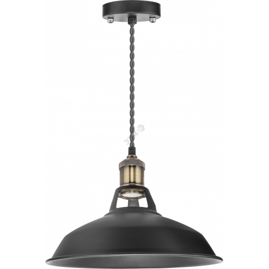 Светильник с плафоном провод 1.5м Е27 декор черный/бронза