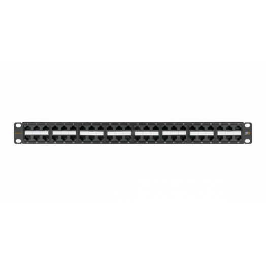 Панель 19 дюймов, 1U, 48 портов, Кат.6, RJ45/8P8C, неэкран, черная