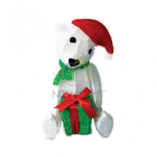 Фигура профессиональная синтетическая 3D Медвежонок с подарком 51см 36 LED