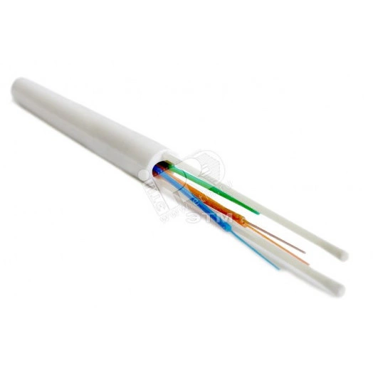 Кабель волоконно-оптический 9/125 (SMF-28) одномодовый 8 волокон плотное буферное покрытие (tight buffer) для внутренней прокладки самонесущий со свободно уложенными волокнами (FTTH) LSZH белый