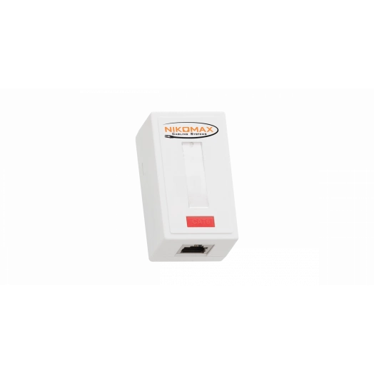 Настенная розетка, 1 порт, Кат.6, RJ45/8P8C, на плате, экраннированный, белая