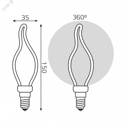 Лампа светодиодная LED 4 Вт 330 Лм 2700К теплая Е14 CT35 milky Filament Artline Gauss