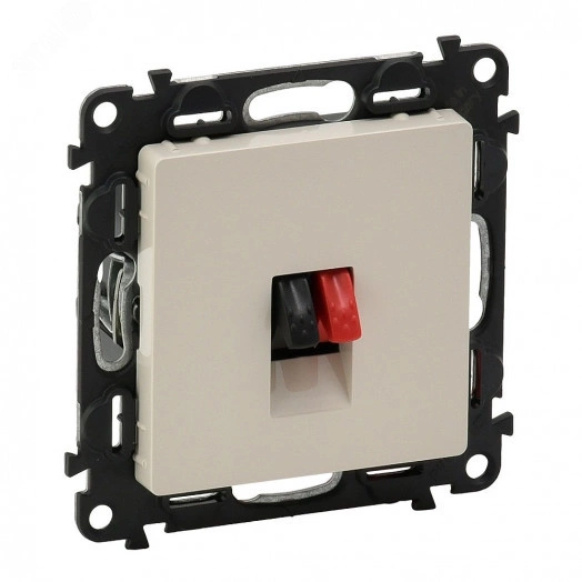 Valena LIFE Аудиорозетка с лицевой панелью пружинные зажимы слоновая кость