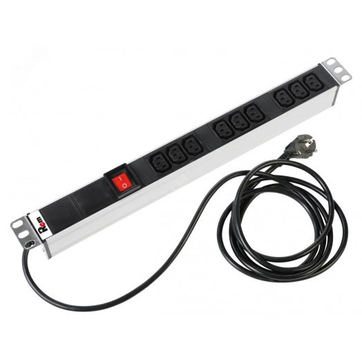 Блок розеток Rem-16 с выключателем 9 IEC 60320 C13 16A 19' шнур 1.8 м