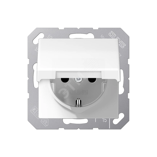 Розетка с откидной крышкой белая SCHUKO