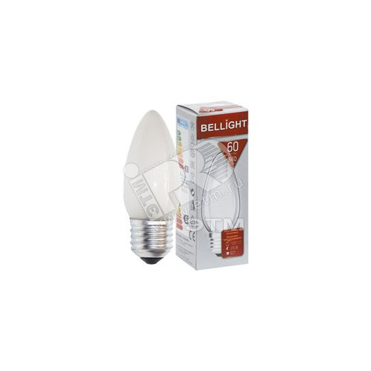 Лампа накаливания декоративная ДСМТ 60Вт 230В Е27 (cвеча матовая) цветная упаковка