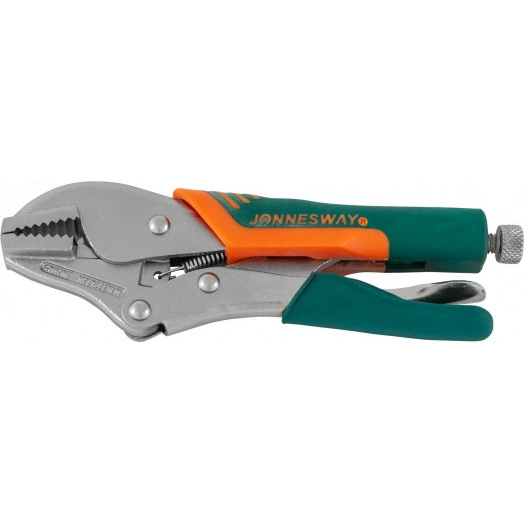 Зажим ручной с фиксацией и прорезиненными рукоятками, плоский захват, 180 мм, 0-38 мм