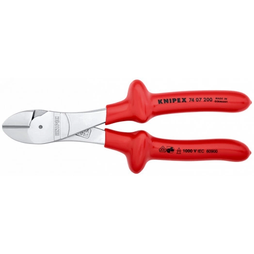 Бокорезы VDE 1000V резка - проволока средней твердости 42мм твердая проволока 3мм рояльная струна (HRC 59) 25мм L=200мм хромированные обливные рукоятки