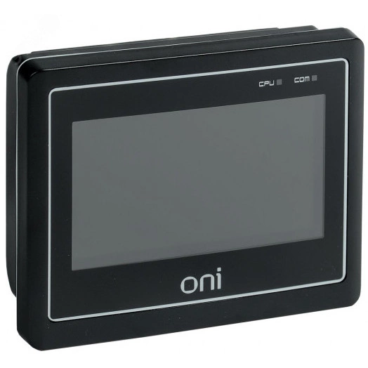 Панель оператора 4,3'' с сенсорно-резистивным дисплеем и пластиковым корпусом ЦПУ Cortex A8 600МГц экран 16:9 (480х272) цветопередача 24бит USB 1xHost 1xSlave RS485/232 24В DC ONI