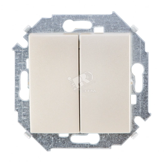 Simon15 Выключатель двухклавишный 16А 250В винтовой зажим шампань