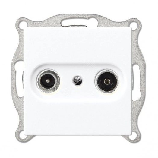 ECO Розетка TV-FM проходная с накладкой, белая