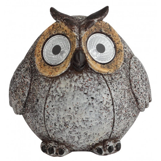 Садовый светильник Сова серая на солнечной батарее, полистоун, 11,5 см ERAFYS01-08 ЭРА