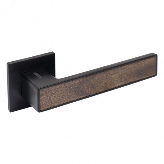 "Комплект ручек АЛЛЮР АРТ ""ЛАНА"" BL матовый черный/коричневое дерево (8615KOD) ЗАЩИТПЛЕНКА  "