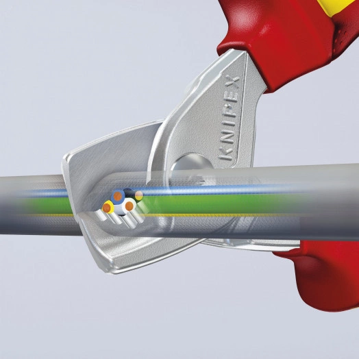 Кабелерез STepCuT VDE 1000V ступенчатый рез рез: кабель d 15 мм (50 мм AWG 1/0) L-160 мм диэлектрический хромированный двукомпонентные рукоятки с держателем-еврослот KN-9516160SB