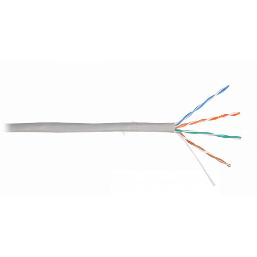 Кабель U/UTP 4 пары, Кат.5e, одножильный, медный, 0,49мм, внутренний, PVC, серый, 305м