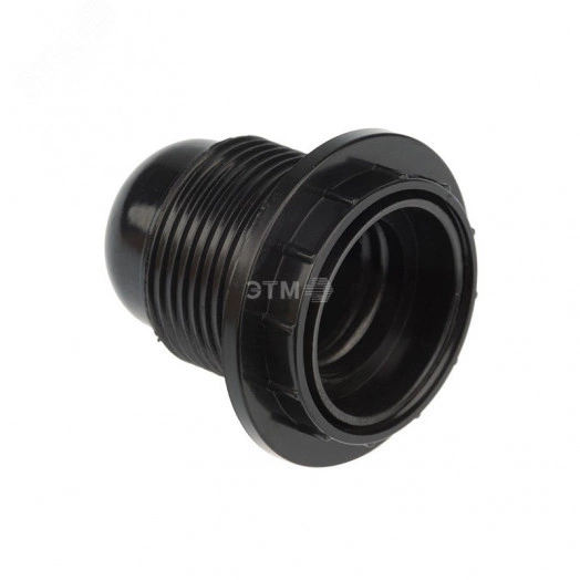 Патрон карболитовый с кольцом Е27 черный c этикеткой