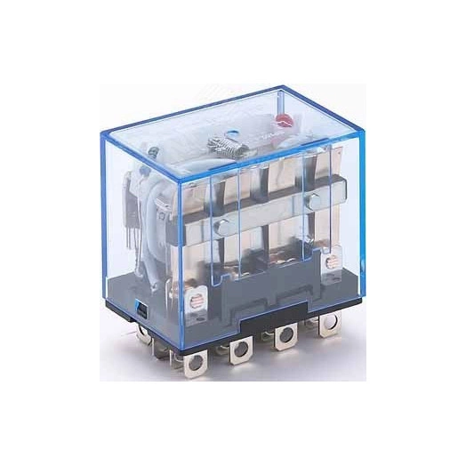Реле промежуточное 12В AC 4 переключающих контакта 10А ПР-102 с индикацией
