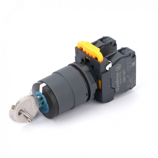 Переключатель SB5 в сборе модульный 22мм 3 позиции с возвратом ключ ц 2НО