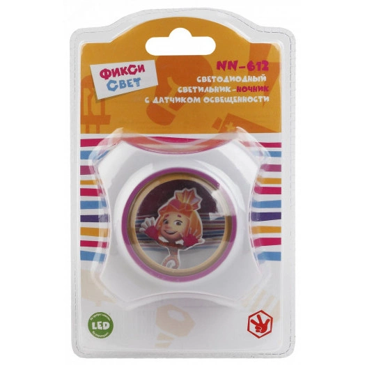 Ночник NN-612-LS-PL бордовый ФИКСИКИ (12/48/576) ЭРА