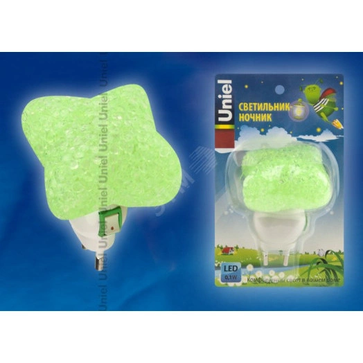 Ночник светодиодный  DTL309 0,1W 1LED зеленый Звездочка Uniel
