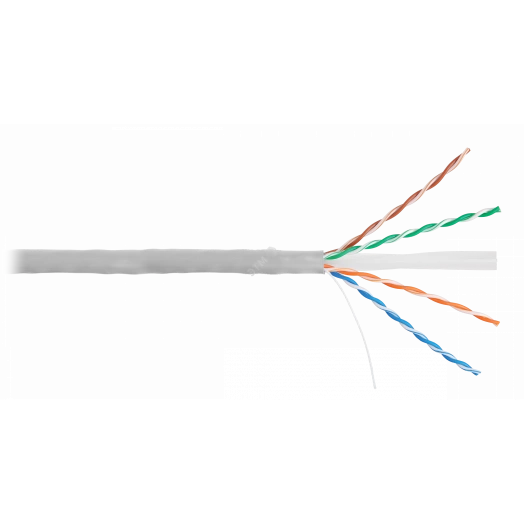 Кабель U/UTP 4 пары, Кат.6, одножильный, медный, внутренний, PVC, серый, 305м