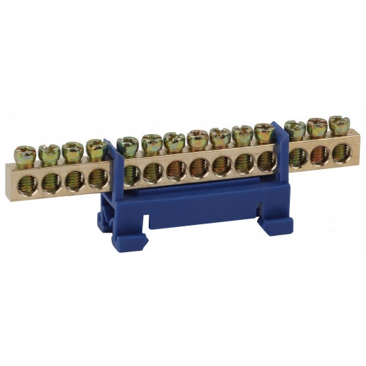 Шина N Ноль в изоляторе типа стойка ШНИ 6х9-14-Д-Синий ЭРА