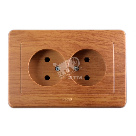 Розетка двойная скрытая со шторками дуб