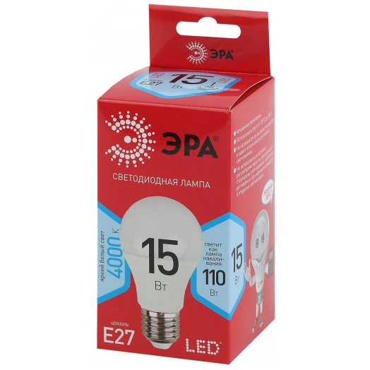 Лампа светодиодная A60-15W-840-E27 R диод, груша, 15Вт, нейт, E27 ЭРА