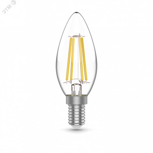 Лампа светодиодная LED 4.5 Вт 420 Лм 4100К белая Е14 Свеча Basic Filament Gauss