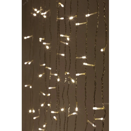 Светодиодная новогодняя гирлянда ЭРА  ЕNIGW - 400W Занавес 8 режимов 3*3 м холодный белый 320 LED IP20 220 V