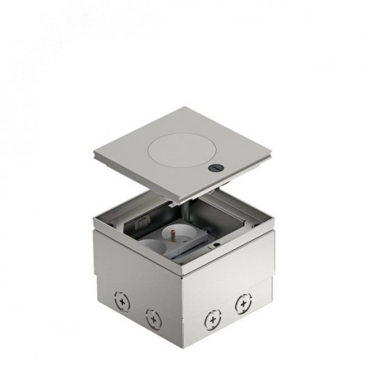 Лючок UDHome2 укомплектованный 2 розетки французские (с тубусом) IP65, 140x140x110 мм (нерж. сталь)