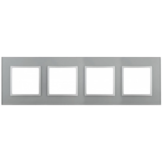 Рамка на 4 поста, стекло, Эра Elegance, алюминий+алюм, 14-5104-03