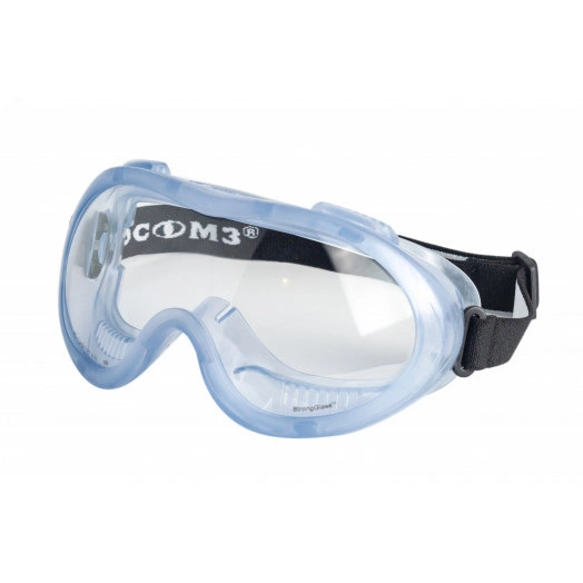 Очки защитные закрытые с непрямой вентиляцией ЗН55 SPARK StrongGlass (2С-1.2 PC) (регулируемая наголовная лента, увеличенное понорамное стекло сферической формы,возможность ношение с коррегирующими очками, покрытие Strong Glass ,бесцветные, -5°C