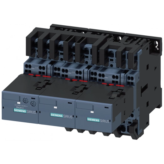 Сборка по схеме "звезда-треугольник" с лог. AC3 22кВт/400В AC 24В 50/60Гц 3п типоразмер S0 пружинные клеммы эл. и мех. взаимная блокировка 1НО+1НЗ Siemens 3RA24268XF322AC2