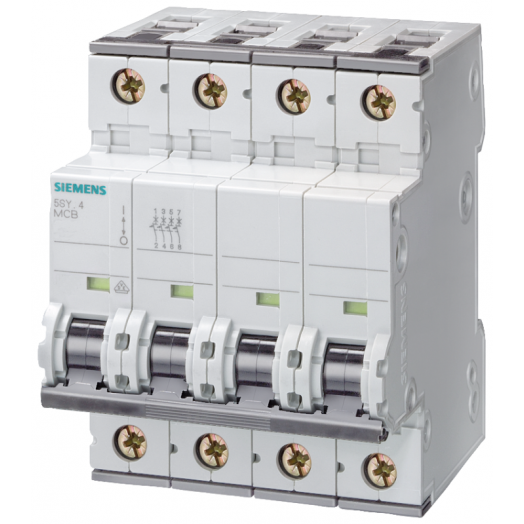 Выключатель автоматический модульный 4п B 20А 10кА 400В AC/220В DC 1мод. 70мм Siemens 5SY54206